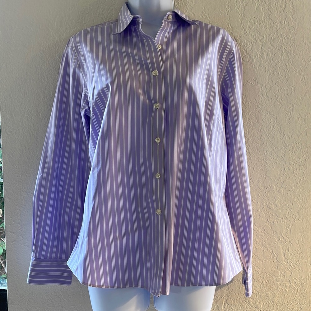 Lands' end lavender pinpoint Oxford shirt